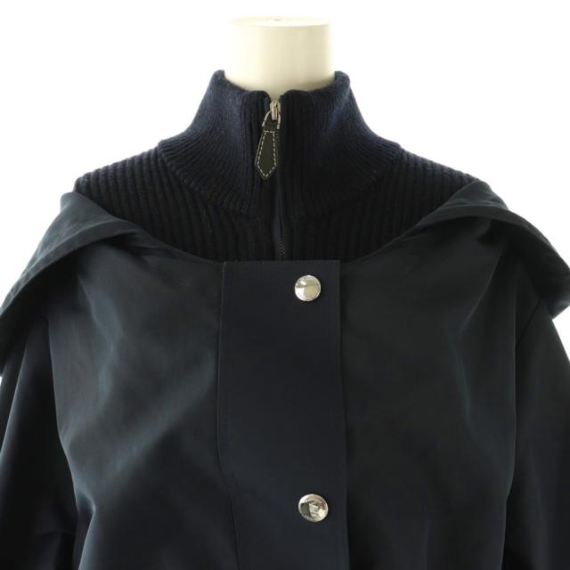 【中古】バーバリー BURBERRY ニット切替フーデッドメタルボタンジャケット 34 ネイビー /DO ■OS レディース_4