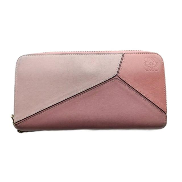【中古】ロエベ LOEWE パズル ジップアラウンドウォレット 長財布 ランドファスナー ピンク /SS ■OS レディース