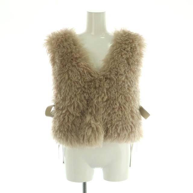 【中古】グレースコンチネンタル 25AW ジレ ベスト フェイクファー クロップド丈 36 ベージュ /MI ■OS レディース