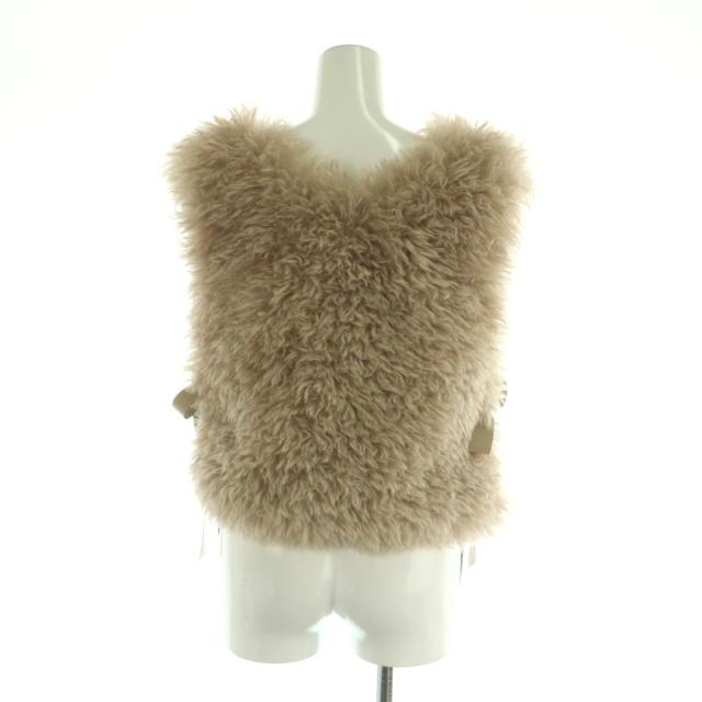 【中古】グレースコンチネンタル 25AW ジレ ベスト フェイクファー クロップド丈 36 ベージュ /MI ■OS レディース_1