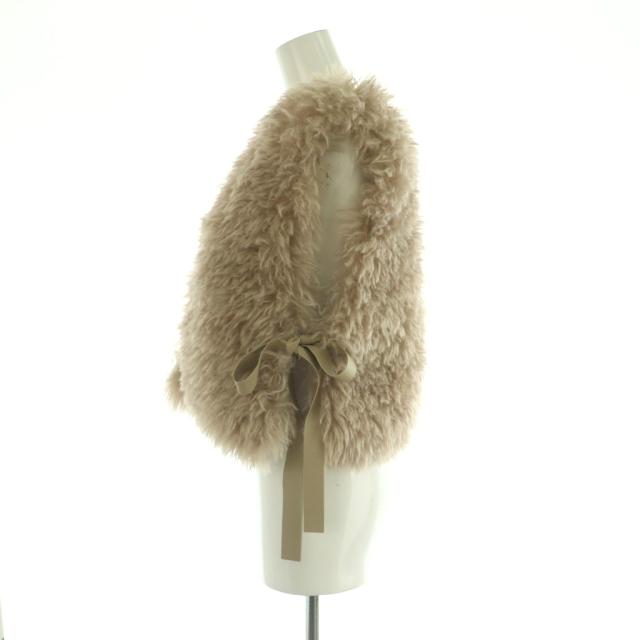 【中古】グレースコンチネンタル 25AW ジレ ベスト フェイクファー クロップド丈 36 ベージュ /MI ■OS レディース_2