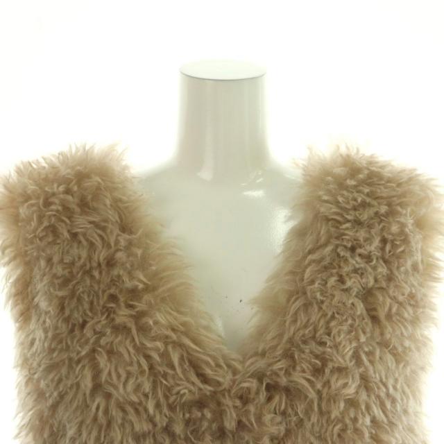 【中古】グレースコンチネンタル 25AW ジレ ベスト フェイクファー クロップド丈 36 ベージュ /MI ■OS レディース_3