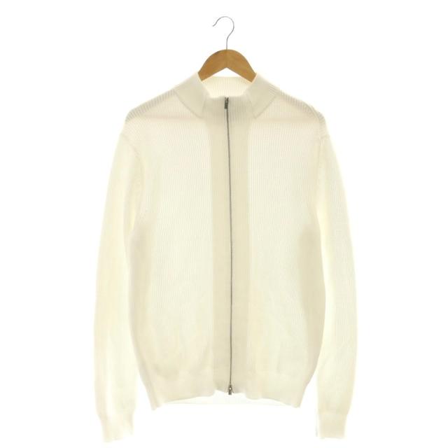 【中古】エルメス HERMES コットン ドライバーズ ニット セーター ジップアップ L ホワイト /CX ■OS ■AD メンズ