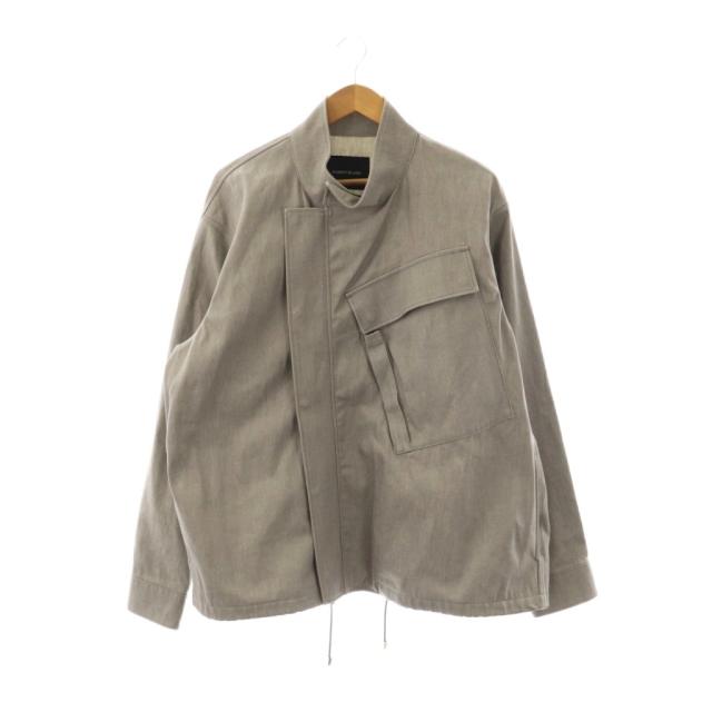 【中古】オールモストブラック ALMOSTBLACK WVN DENIM MLTRY BLOUSON ジャケットブルゾン コットン 2 グレー