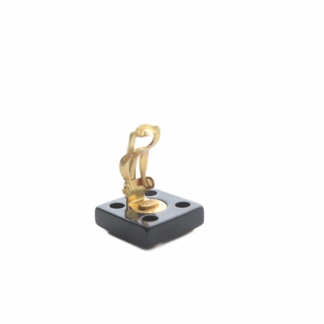 【中古】シャネル CHANEL ココマーク アイレットスクエアイヤリング 黒 ブラック ゴールド色 01P /SR ■OH レディース_6