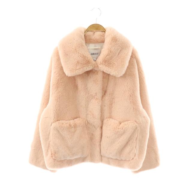 【中古】ジャッキー jakke TRACI COAT 厚地の外套 フェイクファー M さくら色 /HK ■os レディース