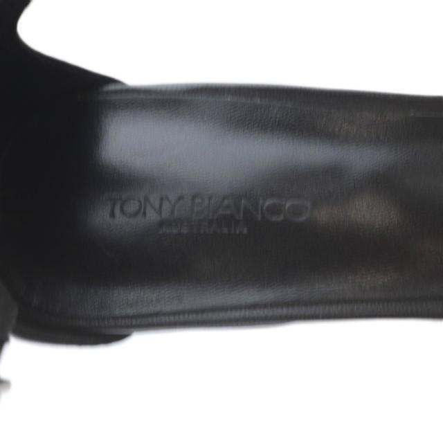 【中古】未使用品 トニービアンコ ANNA ストラップサンダル ピンヒール スクエアトゥ レザー 6 ブラック /YO30_4