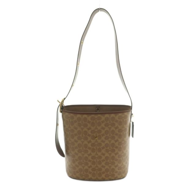 【中古】コーチ COACH シグネチャー キャンバス バケットバッグ ショルダーバッグ 茶 CCT55 /MI ■OS ■SH レディース_1