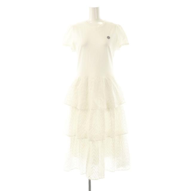 【中古】ボーダーズアットバルコニー BORDERS at BALCONY LACE DRESS ワンピース ロング 半袖 38 ホワイト /HK