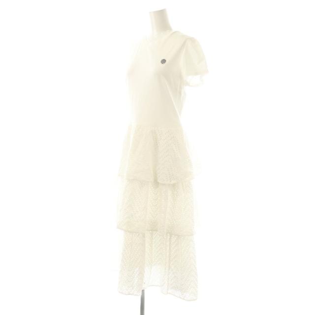 【中古】ボーダーズアットバルコニー BORDERS at BALCONY LACE DRESS ワンピース ロング 半袖 38 ホワイト /HK