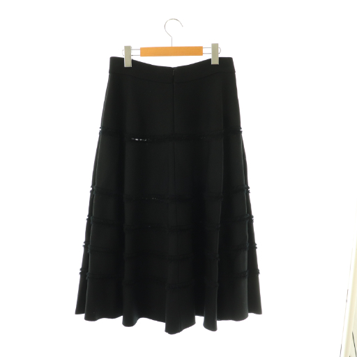 【中古】フォクシー ブティック FOXEY BOUTIQUE 43274 KNIT SKIRT RONDO ニットスカート ロング フレア 40 黒_1