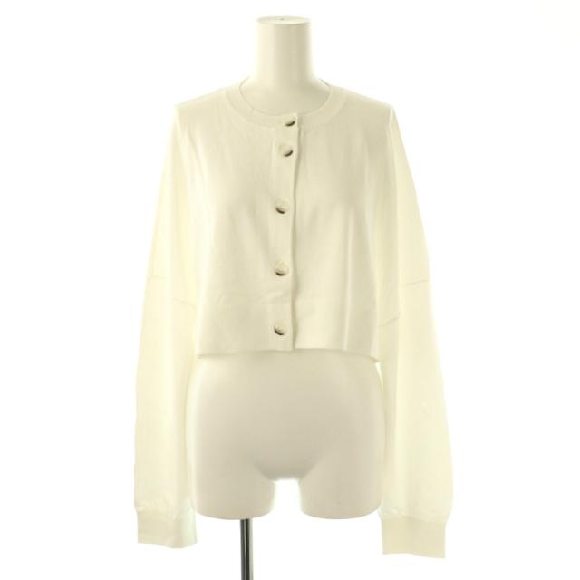 【中古】未使用品 エンフォルド ENFOLD 25AW HALF-CIRCLE CARDIGAN カーディガン ニット 38 ホワイト レディース