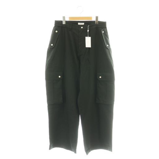【中古】未使用品 ベイシックス BASICKS Wideleg Cargo Trouser カーゴパンツ ワイドパンツ M ブラック メンズ