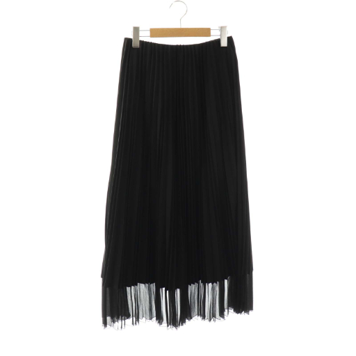 【中古】ユナイテッドアローズ UNITED ARROWS 25AW シアー 二人組 筋目 スコート ロング 太陽面爆発 38 黒