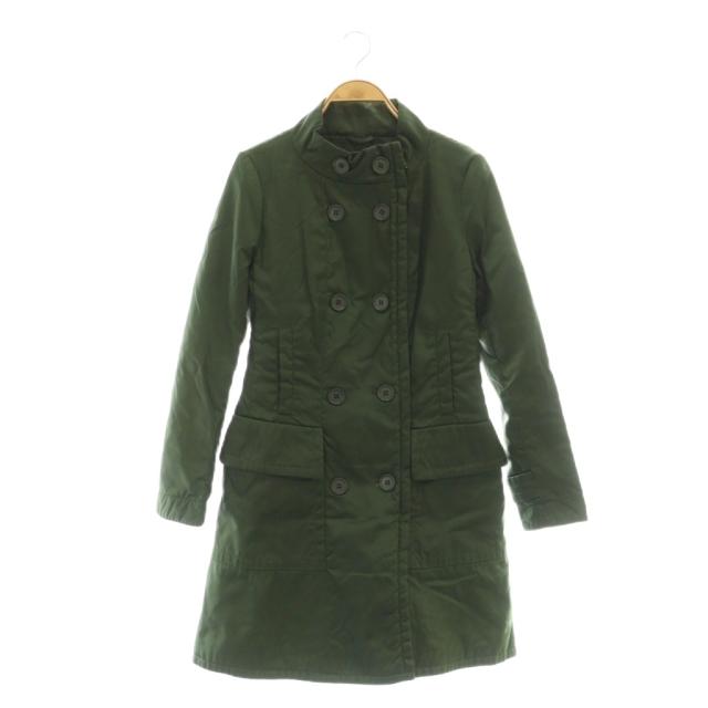 【中古】プラダ リネアロッサ PRADA LINEA ROSSA 中綿 コート アウター スタンドカラー 40 グリーン /CX ■OS