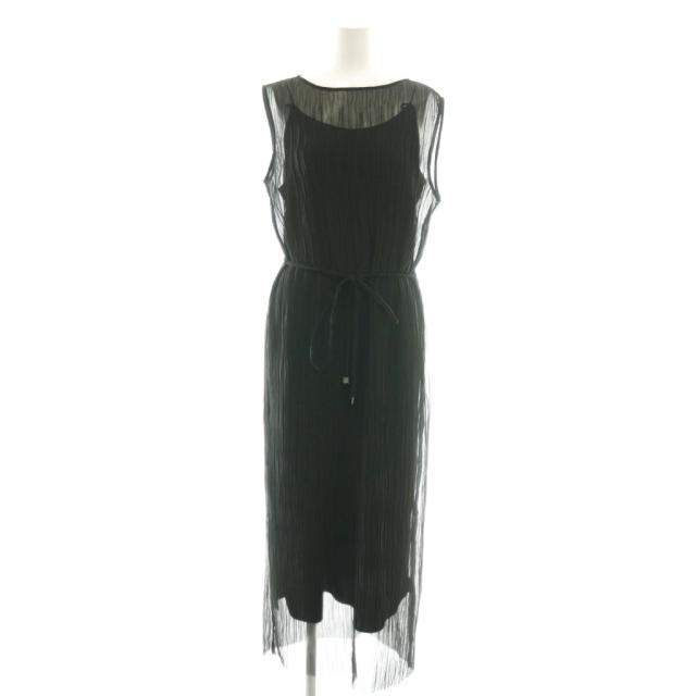 【中古】セオリーリュクス theory luxe 25SS Blaine Rione Dress ワンピース プリーツ シアー 38 ブラック /CX ■OS