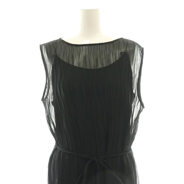 【中古】セオリーリュクス theory luxe 25SS Blaine Rione Dress ワンピース プリーツ シアー 38 ブラック /CX ■OS
