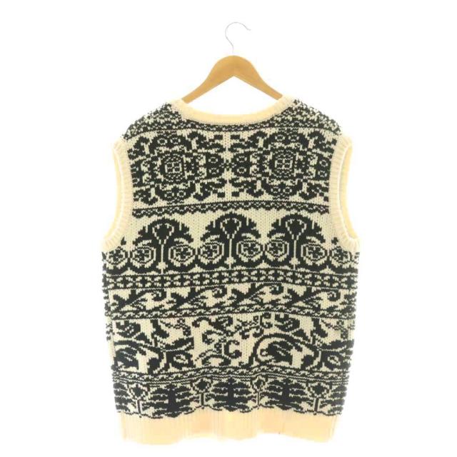 【中古】アメリ AMERI 24AW VINTAGE LIKE JACQUARD OVER VEST ベスト 前開き ウール混 F エクリュ 黒_1