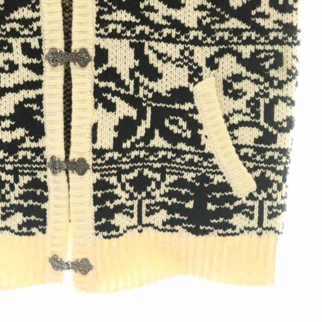 【中古】アメリ AMERI 24AW VINTAGE LIKE JACQUARD OVER VEST ベスト 前開き ウール混 F エクリュ 黒_3
