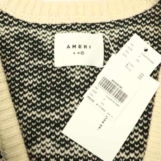 【中古】アメリ AMERI 24AW VINTAGE LIKE JACQUARD OVER VEST ベスト 前開き ウール混 F エクリュ 黒_4