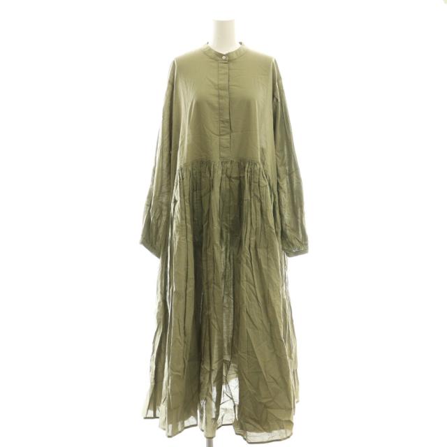 【中古】ビアズリー BEARDSLEY ガリャルダガランテ ギャザーワンピース シャツワンピース ロング 1 カーキ