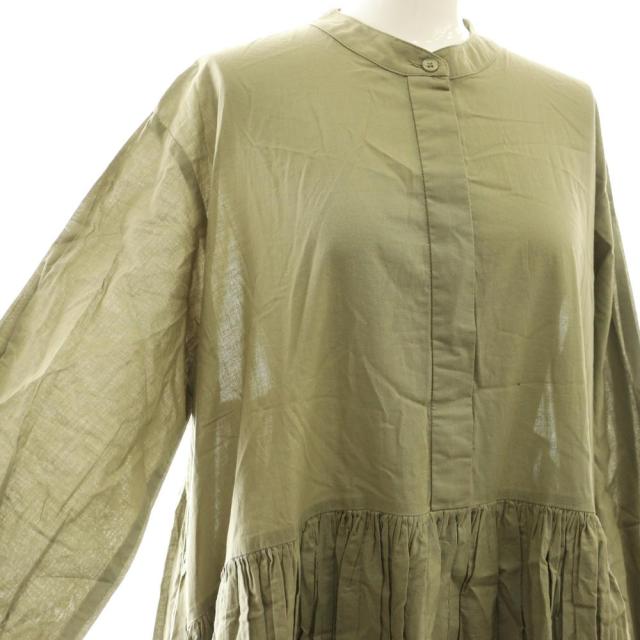 【中古】ビアズリー BEARDSLEY ガリャルダガランテ ギャザーワンピース シャツワンピース ロング 1 カーキ