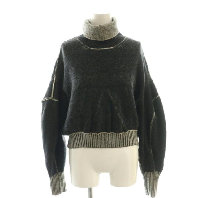 【中古】アキコアオキ AKIKOAOKI Hans リバーシブルタートルネックニット セーター 長袖 グレー 黒_3