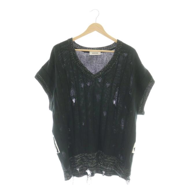 【中古】ボディソング bodysong. BUBBLEGUM DAMAGE ニットベスト プルオーバー Vネック ブラック レディース