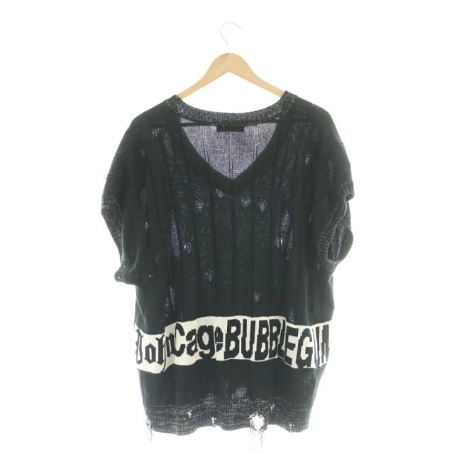 【中古】ボディソング bodysong. BUBBLEGUM DAMAGE ニットベスト プルオーバー Vネック ブラック レディース_1