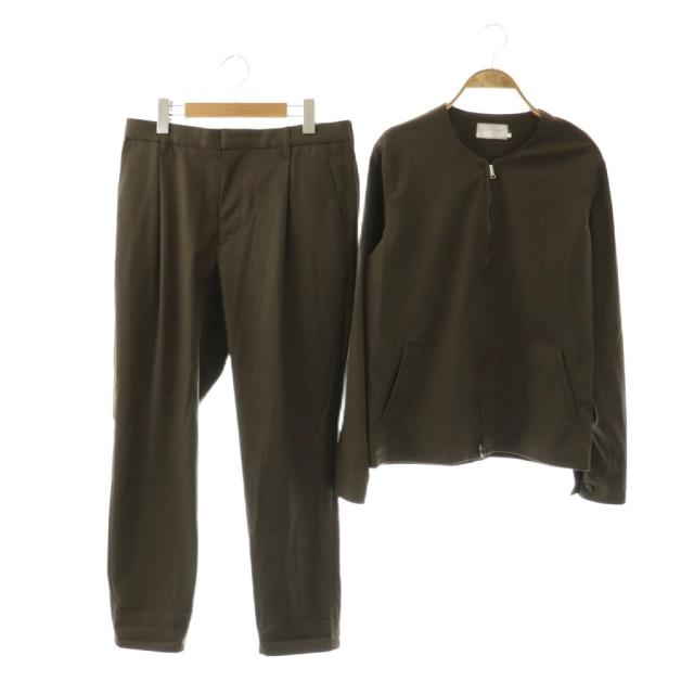 【中古】ヴァリスバイファクトタム ジップアップジャケットパンツセットアップ スーツ 46 ダークブラウン /ES ■OS