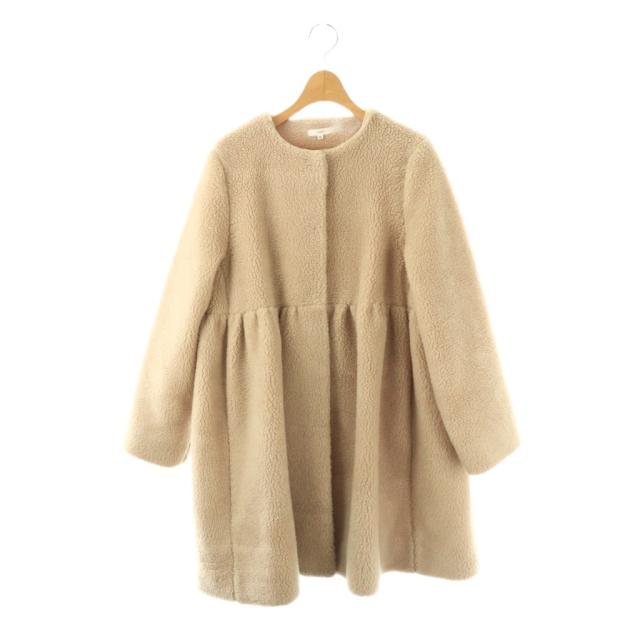 【中古】ヨリ yori もふボアコート アウター ノーカラー 36 ベージュ /NR ■OS レディース