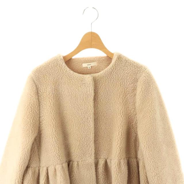 【中古】ヨリ yori もふボアコート アウター ノーカラー 36 ベージュ /NR ■OS レディース_3