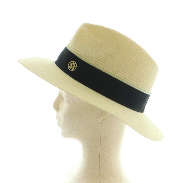 【中古】メゾンミッシェル MAISON MICHEL 帽子 ストローハット リボン M アイボリー 黒 /MI ■OS レディース_2