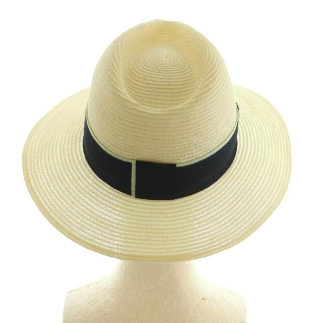 【中古】メゾンミッシェル MAISON MICHEL 帽子 ストローハット リボン M アイボリー 黒 /MI ■OS レディース_3