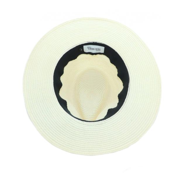 【中古】メゾンミッシェル MAISON MICHEL 帽子 ストローハット リボン M アイボリー 黒 /MI ■OS レディース_4