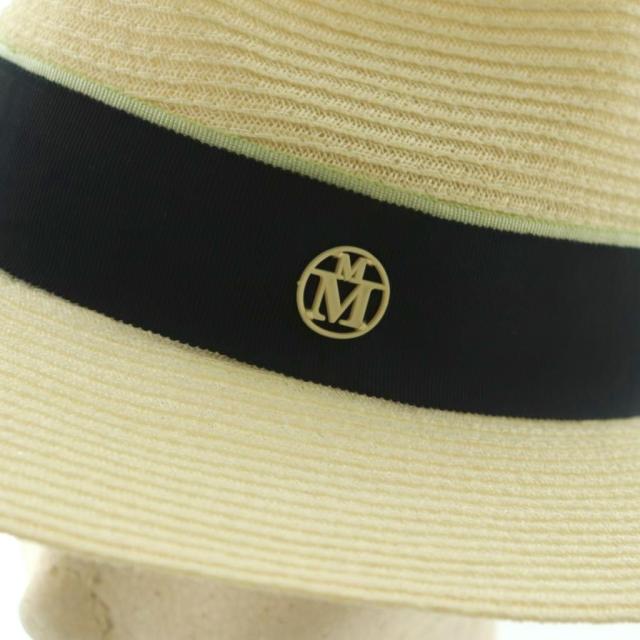 【中古】メゾンミッシェル MAISON MICHEL 帽子 ストローハット リボン M アイボリー 黒 /MI ■OS レディース_5