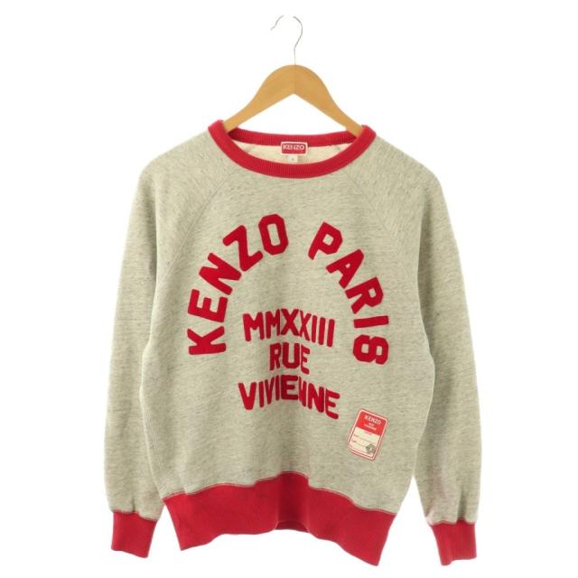 【中古】ケンゾー FD55SW4864MG PUE VIVIENNE SLIM SWEATSHIRT スウェット トレーナー 長袖 コットン S グレー 赤