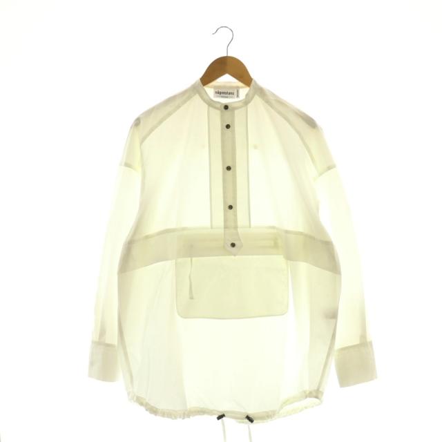 【中古】ナゴンスタンス nagonstans ハーフボタン プルオーバーシャツ ブラウス 長袖 コットン M オフホワイト