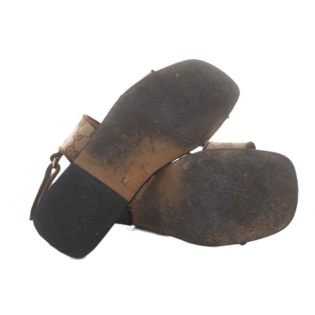 【中古】グッチ GUCCI サンダル フラット GGキャンバス ベルクロ 9.5 ベージュ ボルドー 574492 /YO7 メンズ
