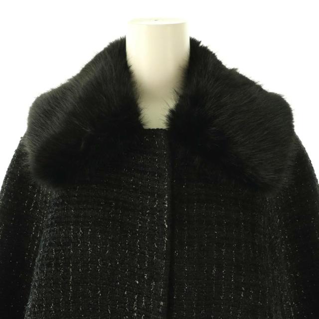 【中古】リランドチュール Rirandture 25AW ツィードファー衿ショートコート アウター 1 ブラック /HK ■OS ■SH_4
