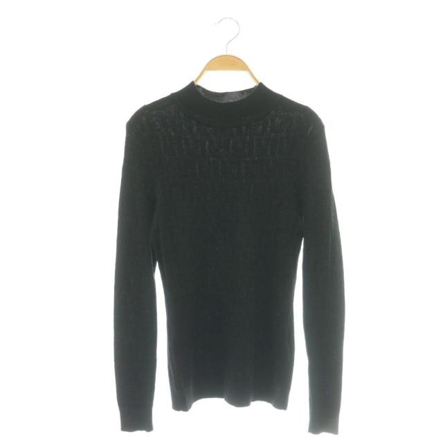 【中古】フェンディ FENDI コットン ズッカ柄 ハイネックニット カットソー プルオーバー 40 ブラック 黒 FZY935