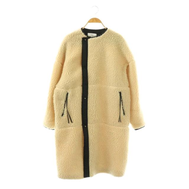 【中古】ハイク HYKE FAUX SHEARLING COAT ボアコート ノーカラーコート アウター 1 アイボリー 17175