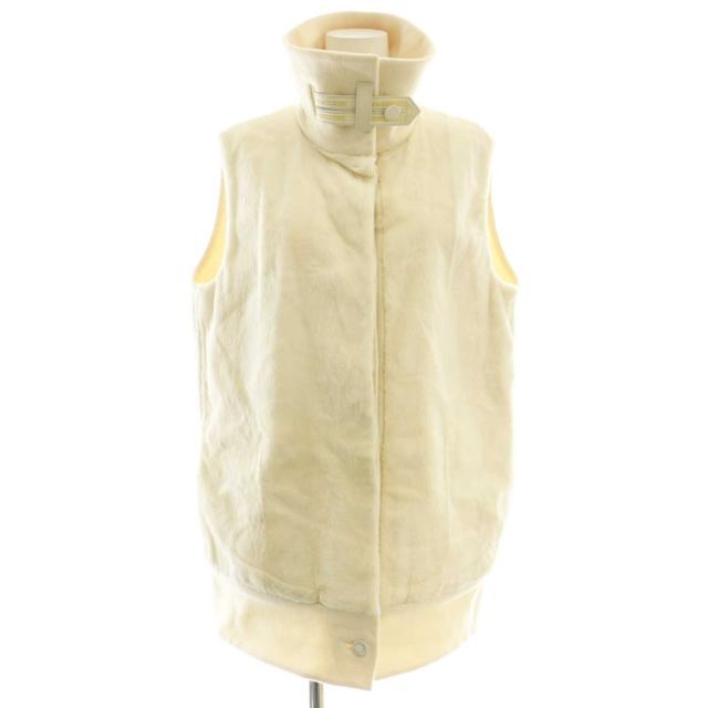 【中古】エルメス HERMES カシミヤ シェアードミンク ベスト 前開き 36 アイボリー /NR ■OS レディース