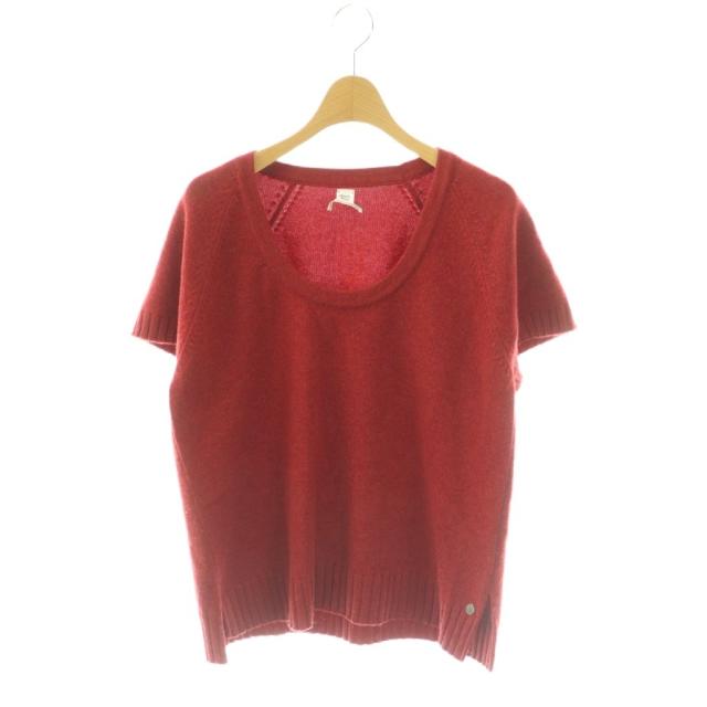 【中古】エルメス HERMES カシミヤ 半袖 ニット セーター 44 赤 /NR ■OS レディース