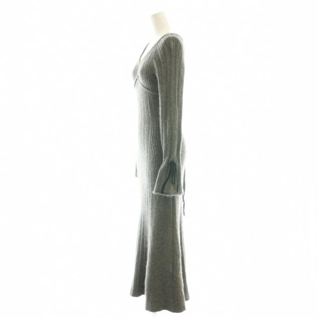 【中古】ハーリップトゥ Herlipto 24AW Back Lace-Up Knit Dress ワンピース Vネック S グレー /CX ■OS レディース