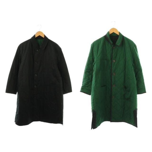 【中古】プランテーション plantation キルティング リバーシブルコート 中綿 M 緑 黒 /NR ■OS レディース