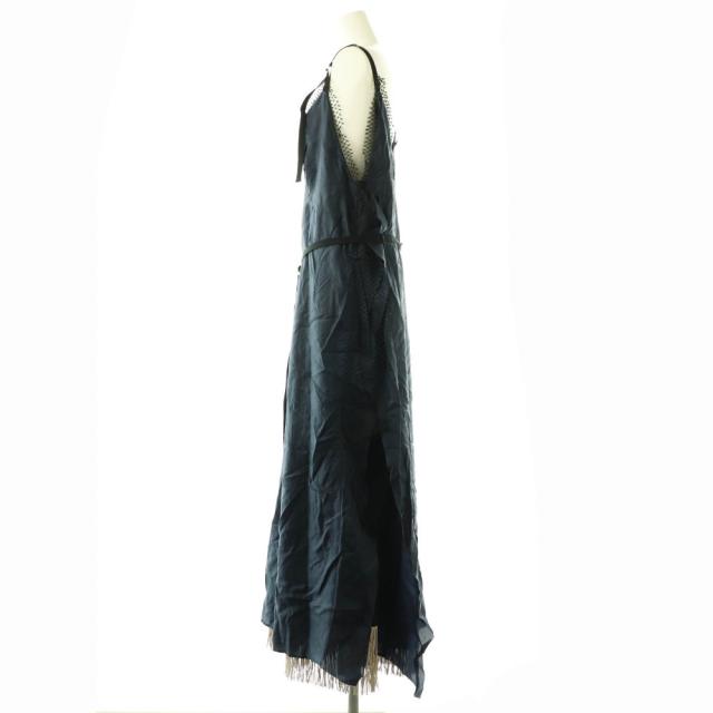 【中古】未使用品 ポンティ CUPRA SHANTUNG 2WAY DRESS ワンピース キャミワンピース ロング F ブラック ネイビー