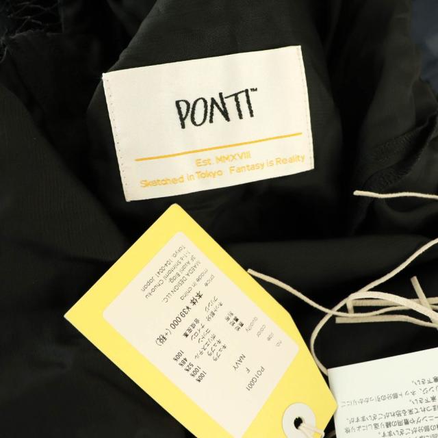 【中古】未使用品 ポンティ CUPRA SHANTUNG 2WAY DRESS ワンピース キャミワンピース ロング F ブラック ネイビー