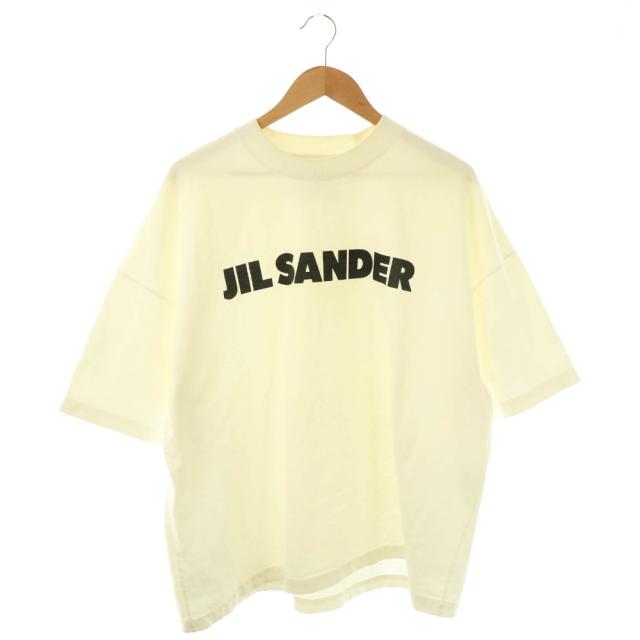 【中古】ジルサンダー オーバーロゴTシャツ カットソー 七分袖 XXL オフホワイト ブラック /DO ■OS ■SH
