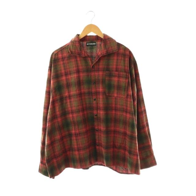 【中古】イントゥダスク DISCIPLE PLAID SHIRT シャツ 長袖 前開き コットン M ピンク グリーン ブラック DACI141-1